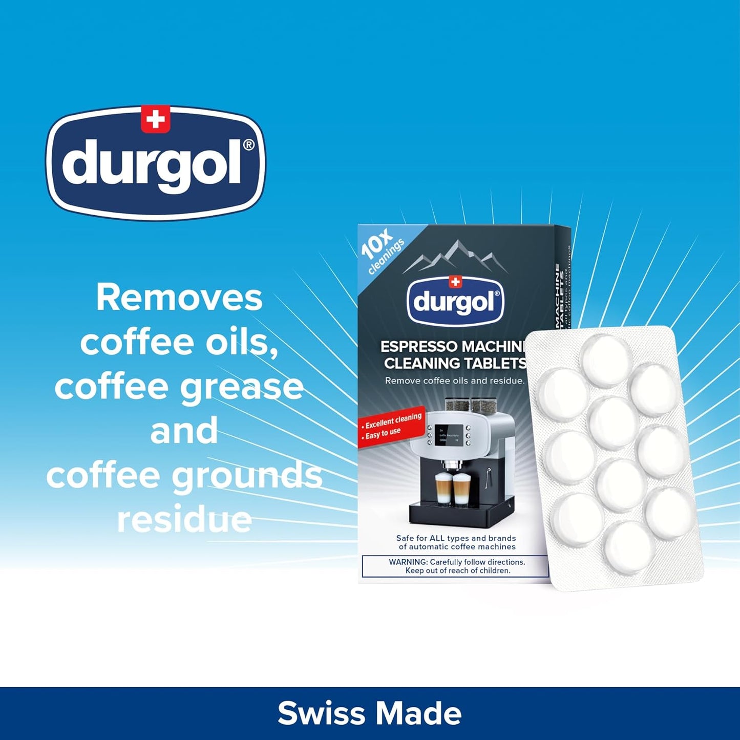 Durgol Espresso Machine and Coffee Maker Cleaning Tablets, 10 count