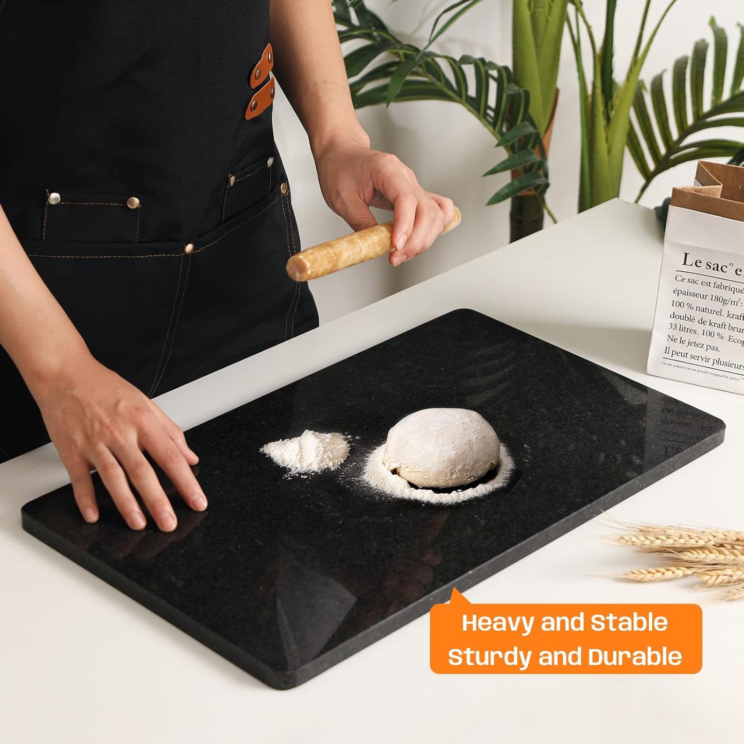 Granite Cutting Board, Marble Slab Pastry Board With Non-Slip Feet For Baking, Cheese, Charcuterie, Chocolate, 12x20 Inch