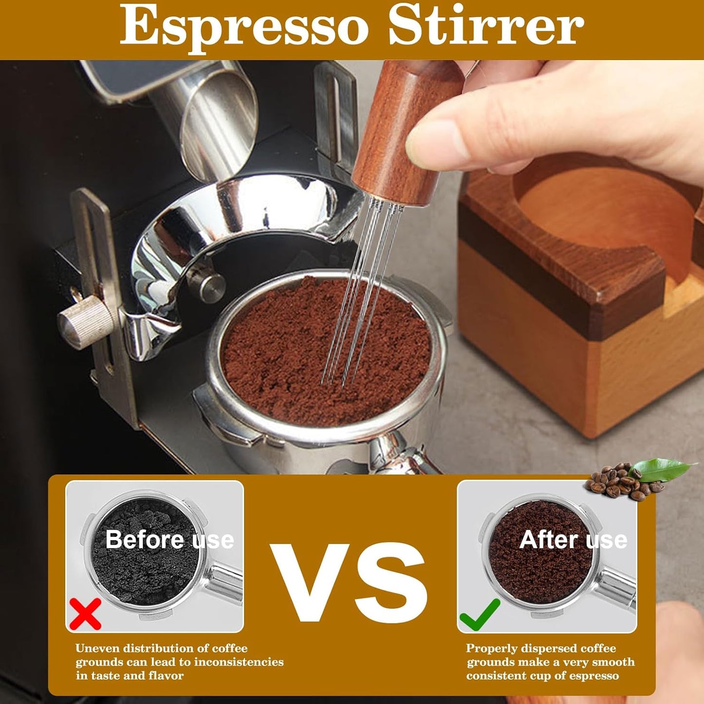 53mm Espresso Accessories Kit,Wdt Tool Espresso,Solid Espresso Tamper,Coffee Puck Screen and Dosing Funnel,Silicone Tamper Mat,0.4mm Stainless Steel 6pin Espresso Stirrer,Barista Tools Espresso Kit