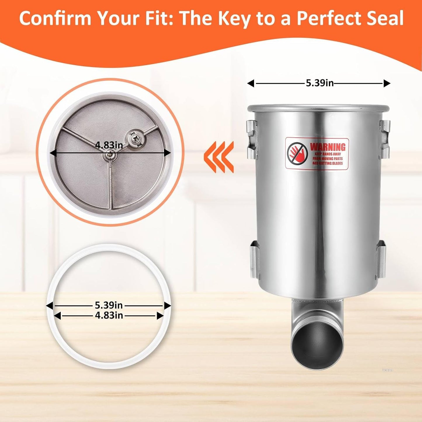 2-Pack Sausage Stuffer Gasket Replacement, 4.83-inch Food-Grade Silicone O-Ring Seal for 3L 5L 7L Vertical & Horizontal Sausage Makers, Compatible with Hakka Brothers, V-evor, Weston