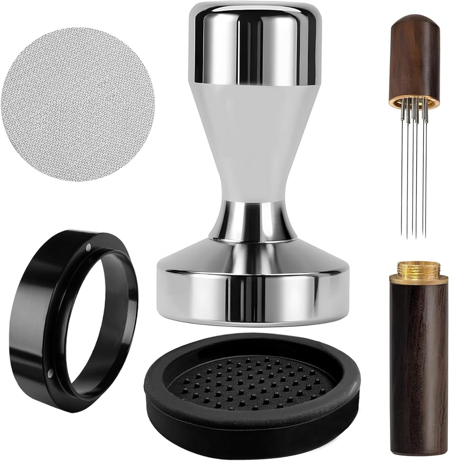 51mm Espresso Tamper, Coffee Tamper Set, 51mm tamper with Wdt Tool, Espresso Tamper Mat, Espresso Dosing Funnel, 51mm Espresso Puck Screen, Espresso Accessories for Espresso Coffee Machine