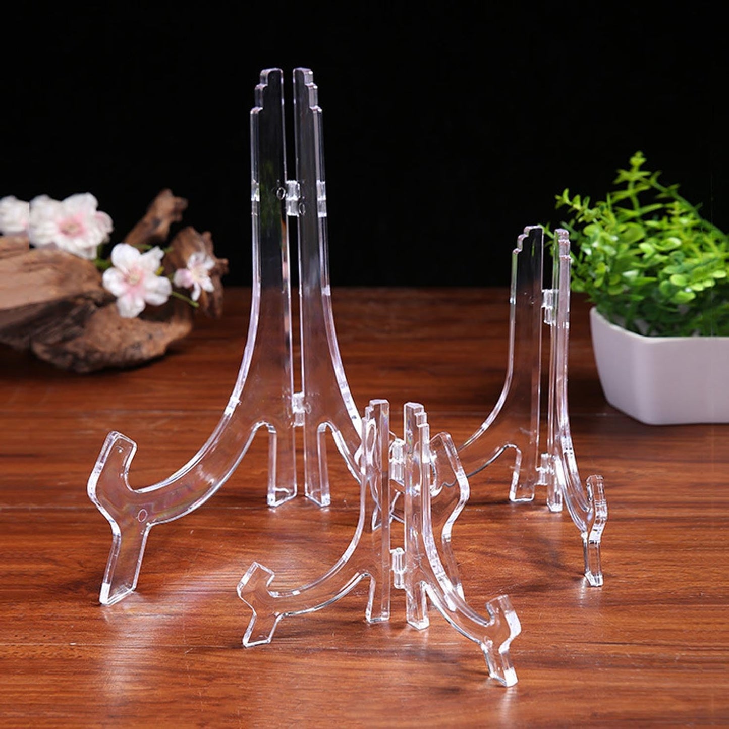 6 Pack 10 Inch Clear Plastic Easels or Stand/Plate Holders to Display Pictures or Other Items at Weddings, Plate Stands for Home Decoration, Birthdays, Tables