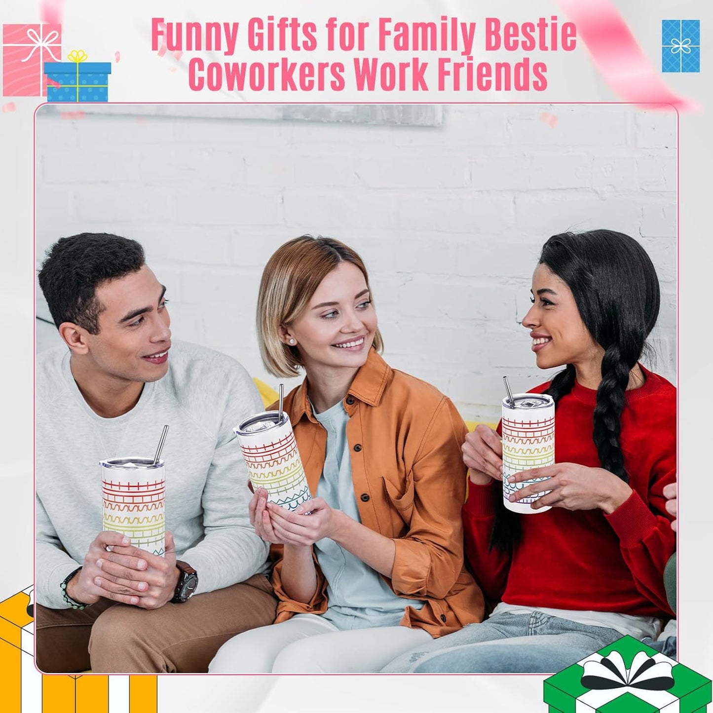 Geiserailie Hidden Message Tumbler Coffee Travel Insulated Mug Skinny Tumbler with Lid and Straw Gift Cup for Bestie Friend Coworker(16 oz)