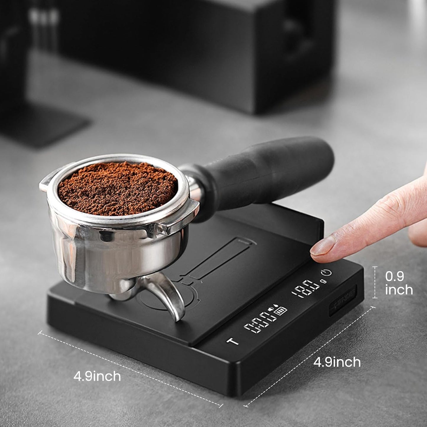 MHW-3BOMBER Espresso Scale with Timer,Small Coffee Scale with Solid-Liquid Detection,Auto Tare Digital Coffee Bean Scale,0.1g Accurate Weighting,2 Mode,Black ES6027B-OS