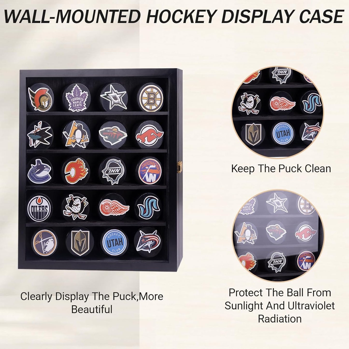 20pcs Hockey Puck Display Case,Puck Display Case,Hockey Puck Case Wall Mount,Hockey Puck Holder,Hockey Puck Display Box,Hockey Puck Shadow Box