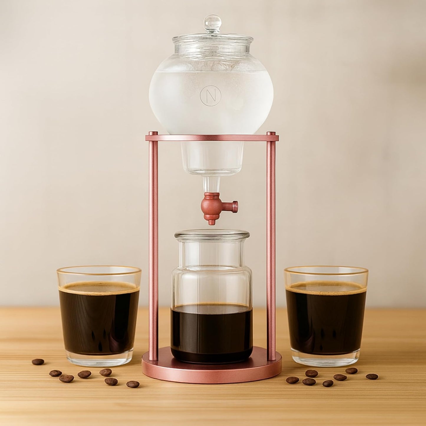 Nispira Luxury Ice Cold Brew Tower Dripper Coffee Maker, 1000 ml Copper Color