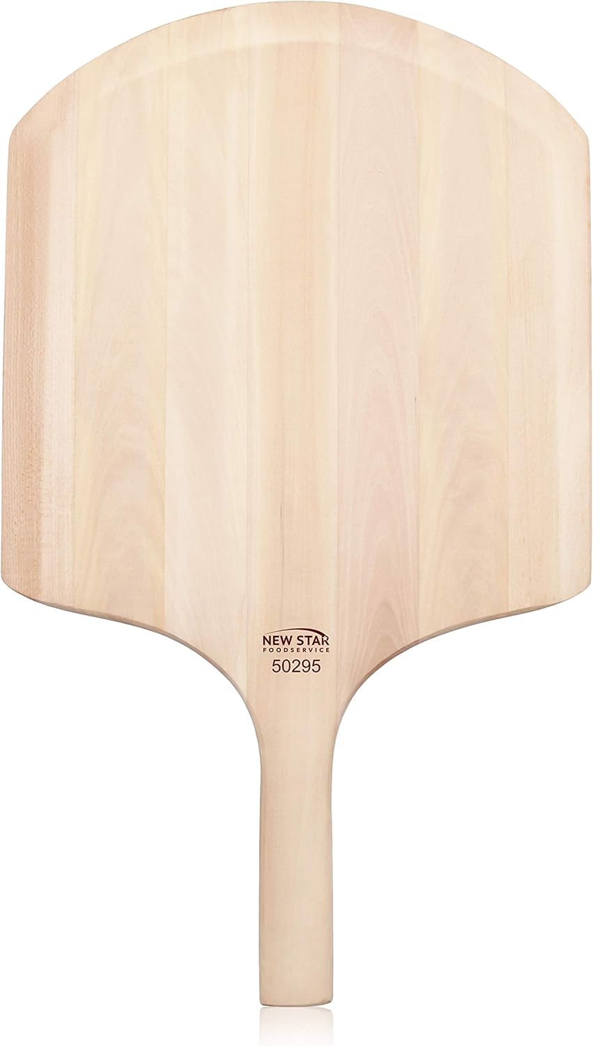 New Star Foodservice 50295 Restaurant-Grade Wooden Pizza Peel, 16" L x 14" W Plate, with 10" L Wooden Handle, 24" Overall Length