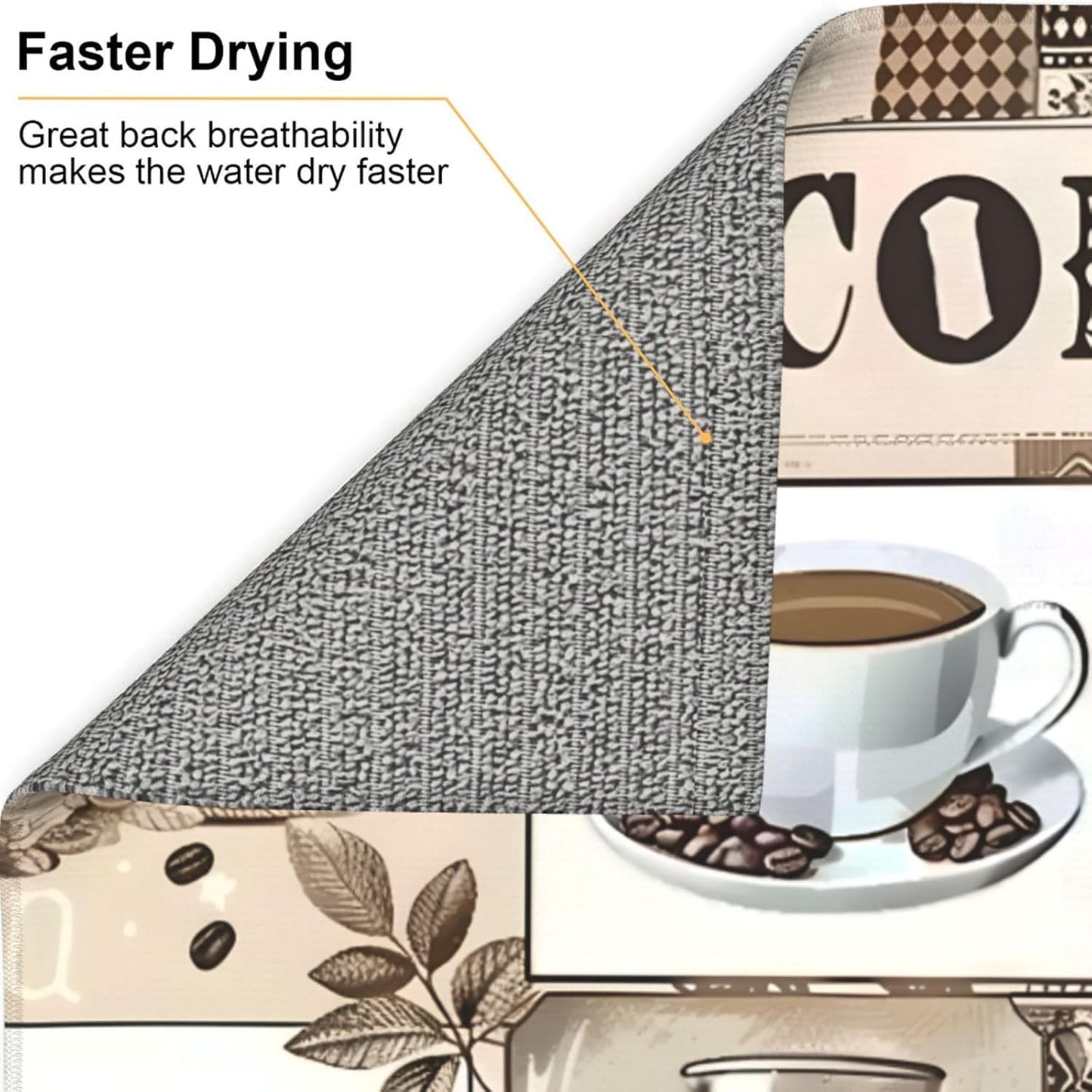 Coffee Dish Drying Mat, Highly Absorbent Microfiber Kitchen Counter Pad Reusable Washable, 16*18"