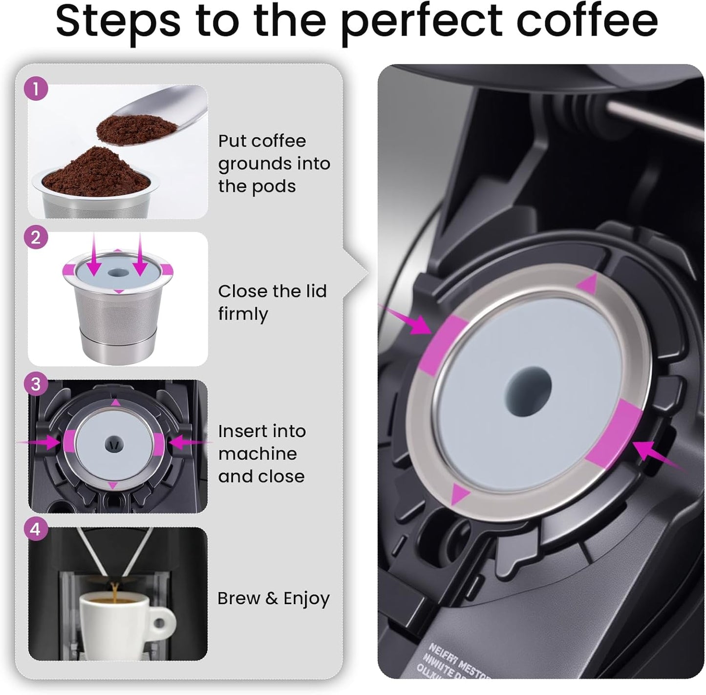 2 Pack Roogaluckeep Reusable Stainless Steel Coffee Pod Capsules, Stainless Steel Reusable K -Cups for Keurig, Refillable Coffee Filters for Keurig Family