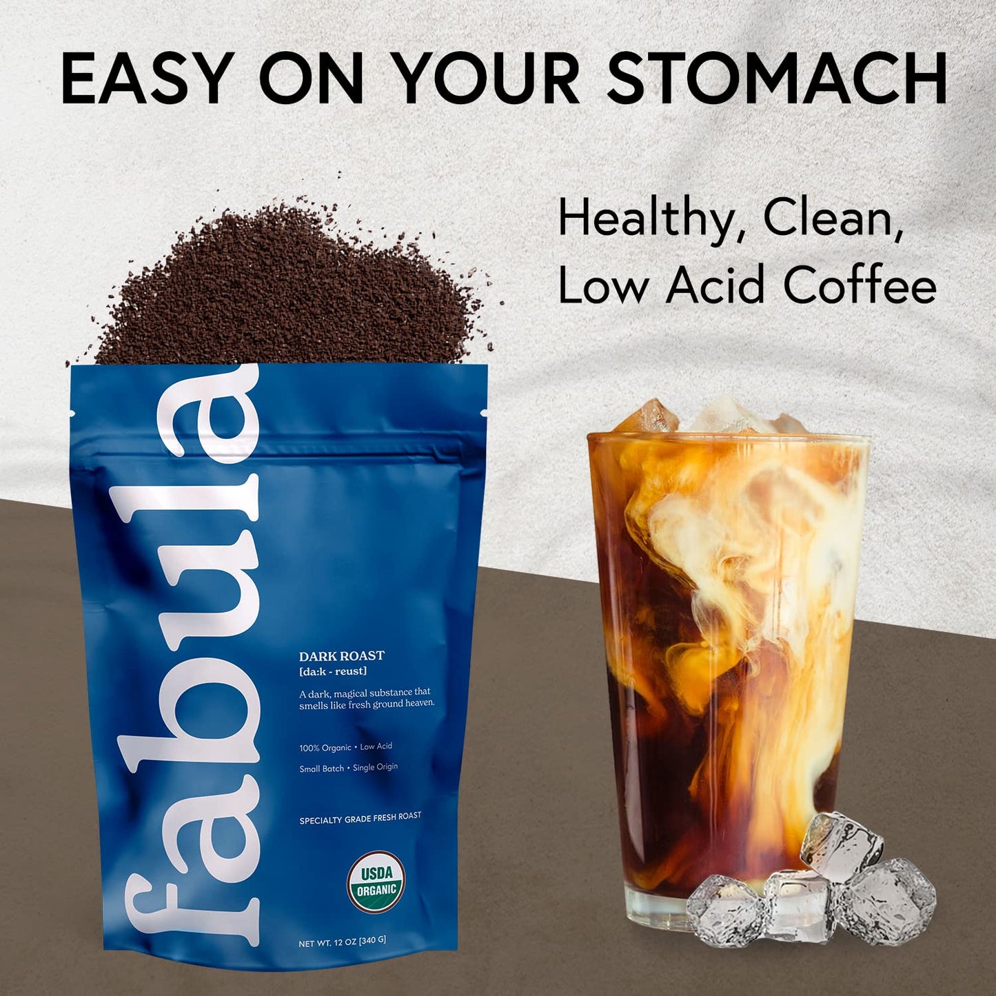Fabula Coffee Cold Brew Freshly Ground - Organic - Low Acid - Single Origin - Non-GMO - Mold Free - 12 Ounces