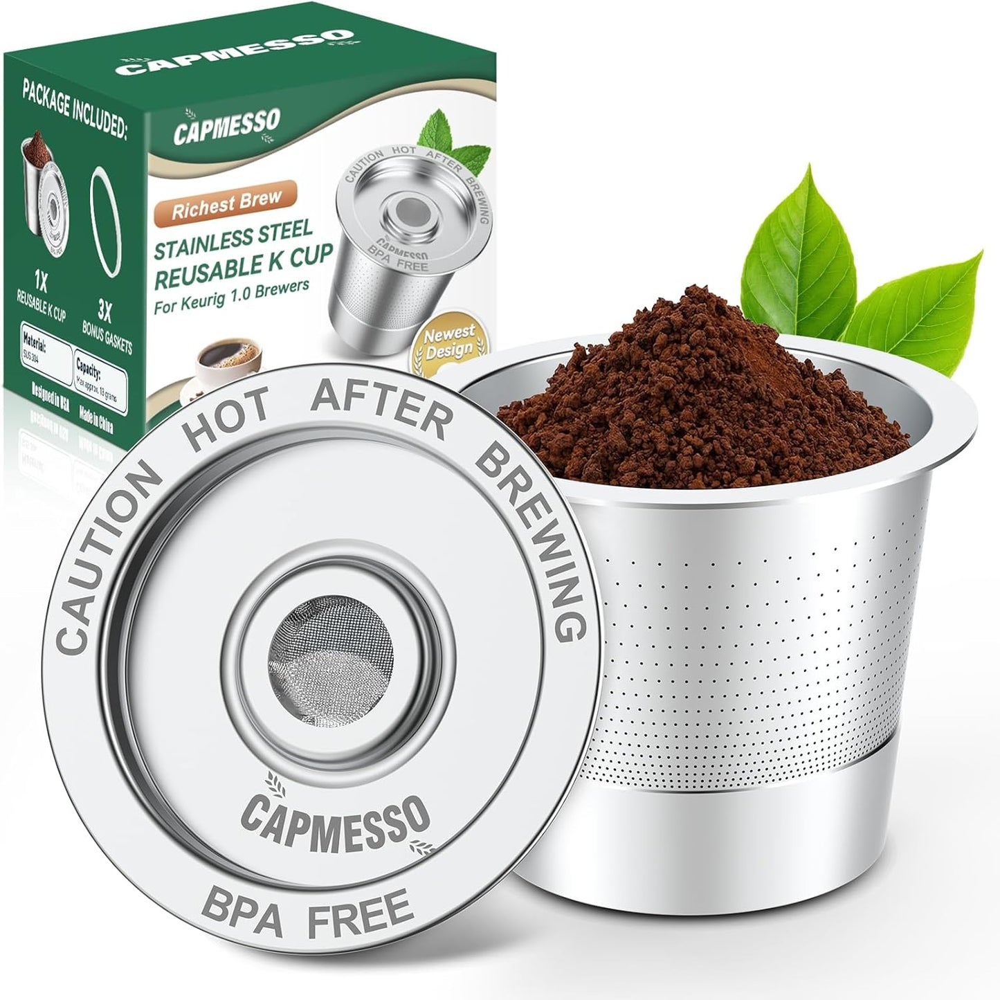 CAPMESSO Reusable K Cups for Keurig 1.0: Stainless Steel Coffee Pod Metal Refillable K Cup - Universal Coffee Filters for Keurig 1.0 Coffee Maker, Eco-Friendly, Innovative Design