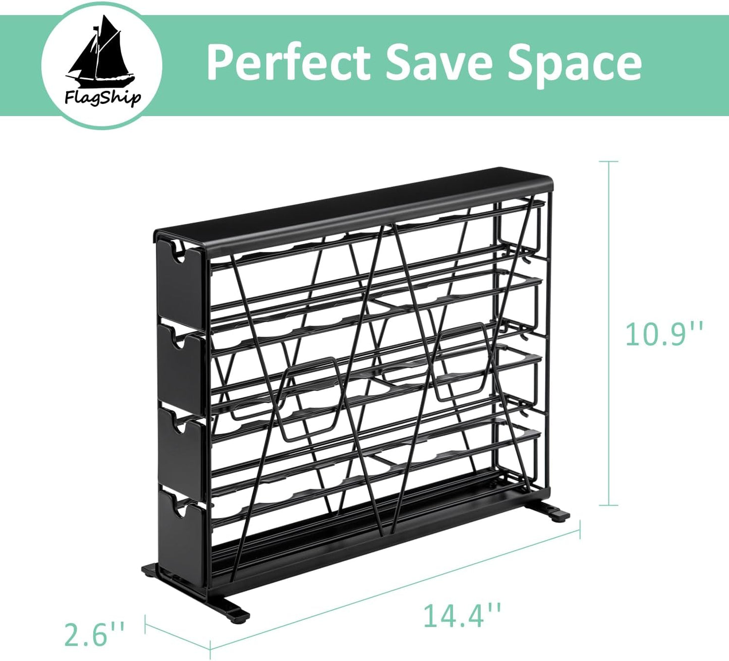 FlagShip K Cup Holder for Keurig Pods Coffee Pod Storage 4 Tier K Cup Drawer Organizer for Counter (28 Pods Capacity)