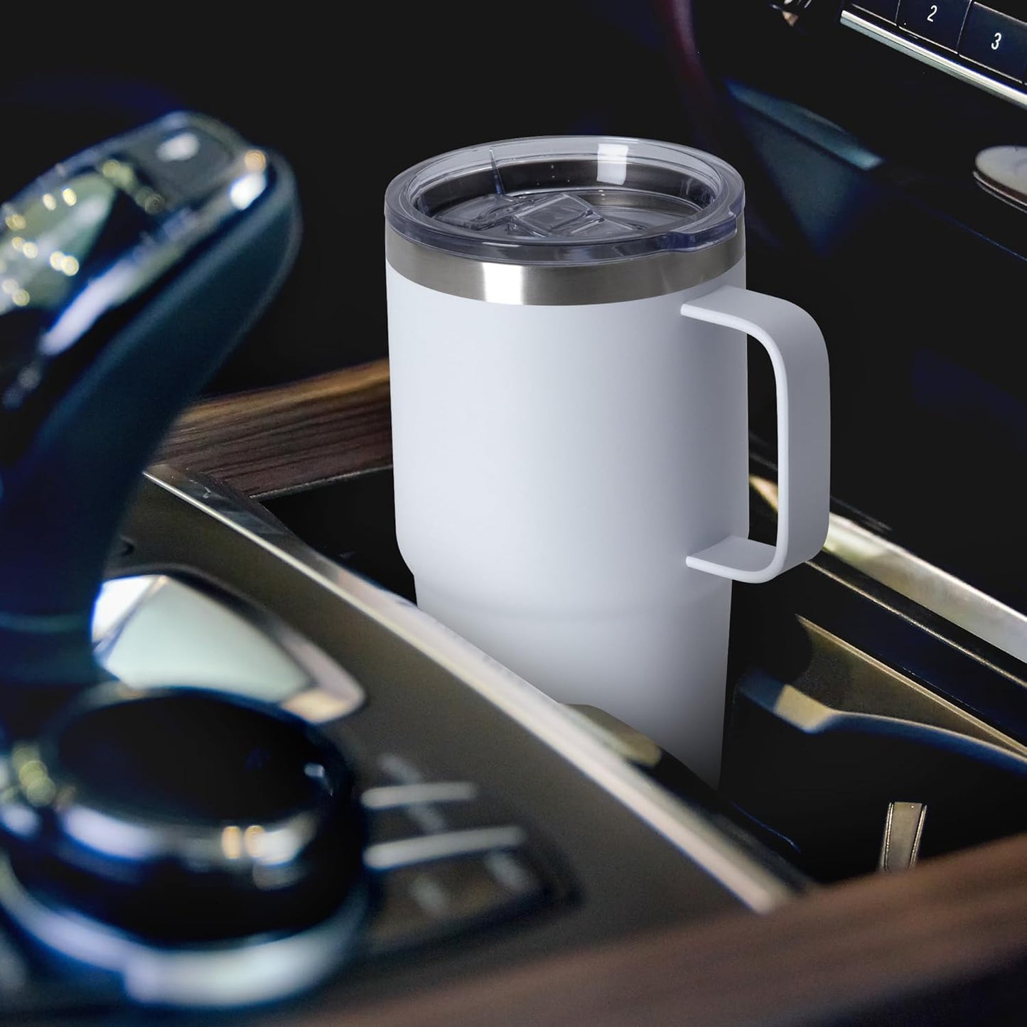 HASLE OUTFITTERS 20oz Tumbler with Handle, Stainless Steel Tumbler with Lid Metal Insulated Travel Coffee Mug Double Wall Vacuum Spill Proof Reusable Coffee Cup, White 1 Pack