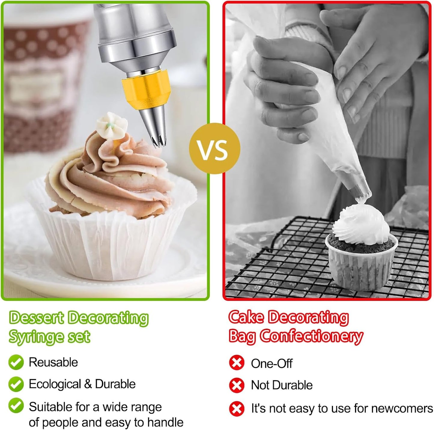 19-Piece Cake Decorating Kit with 6 Stainless Steel Piping Tips, Reusable Frosting Gun, Icing Bags & Tools for Cakes, Cupcakes, Cookies, Bread – Professional Baking Supplies for Beginners & Experts