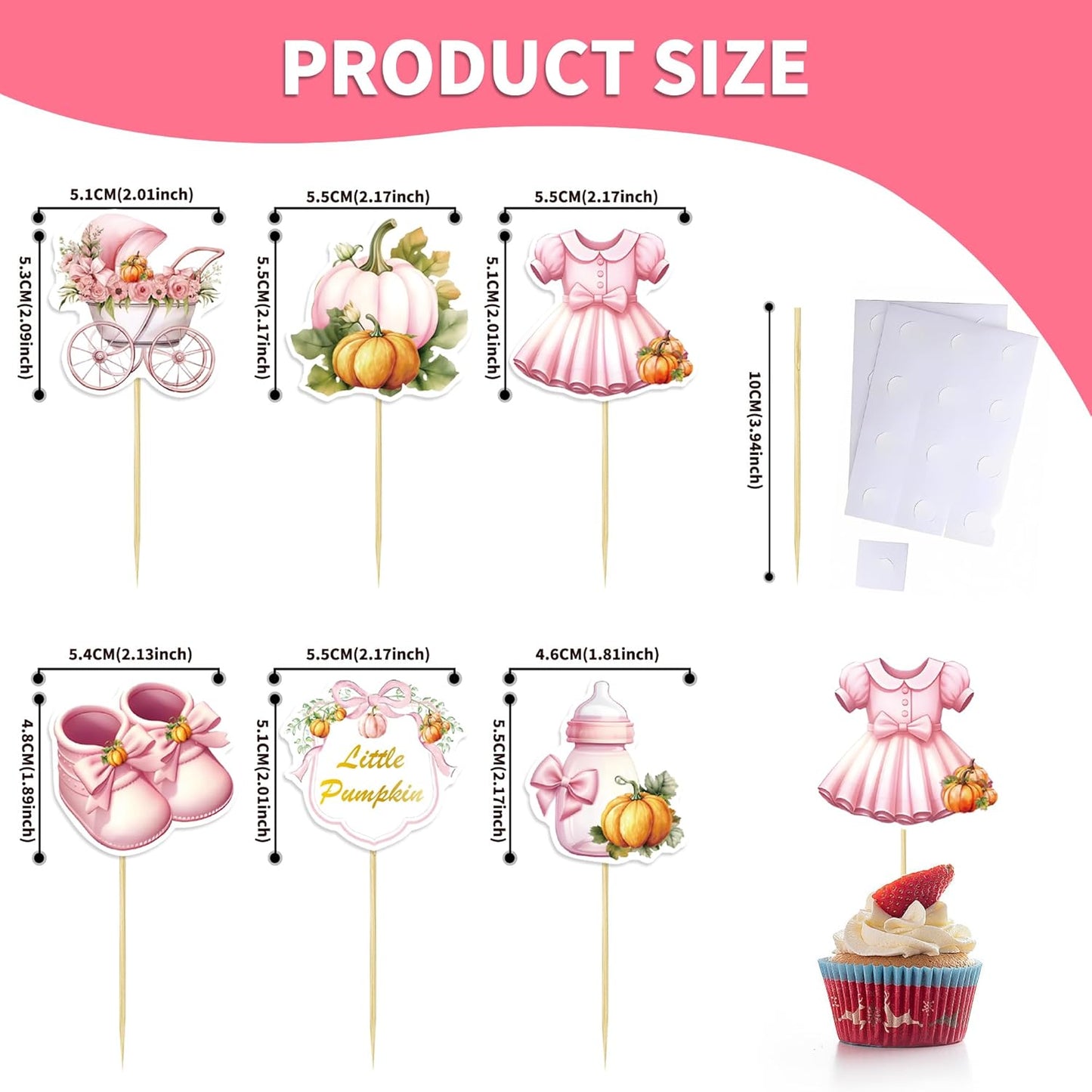 36Pcs Little Pumpkin Cupcake Toppers Pink Pumpkin Cupcake Picks Little Pumpkin Baby Shower Cake Decorations Thanksgiving Party Cake Decorations Kids Birthday Party Supplies