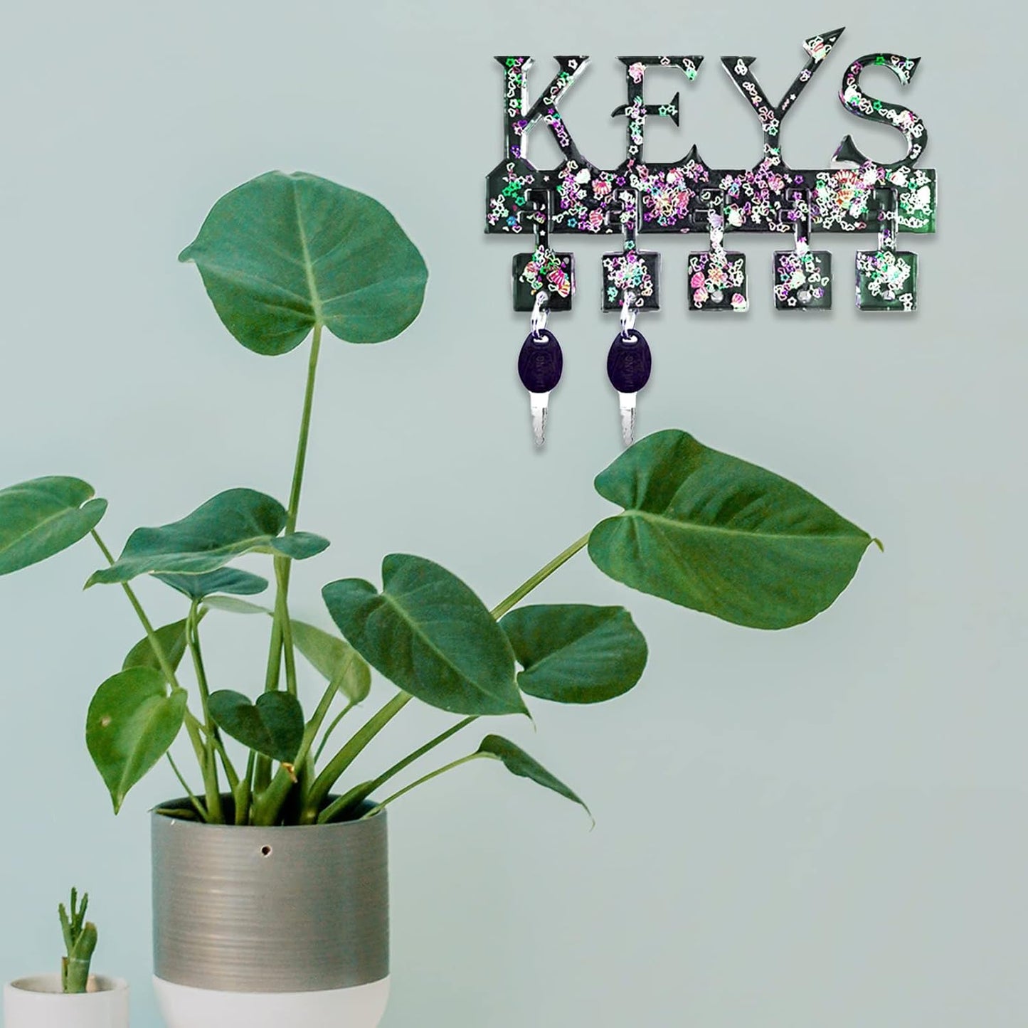 2Pcs Key Holder Resin Molds Wall Decor Mold Unique Silicone Keychain Pendant Resin Mold for Epoxy Casting Wall Mounted Key Hangers Storage Organizer Mold Home Decoration DIY Gift