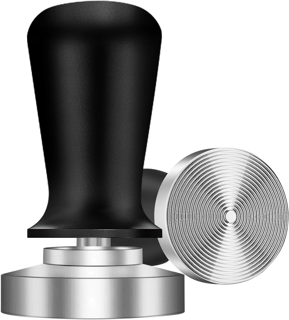 Espresso Tamper,Stainless Steel Ripple Base Coffee Tamper,Espresso Accessories,Calibrated Loaded Espresso Tamper,Ergonomic Handle Espresso Tamper,Fits Most Portafilters,Espresso Tamper (Black, 51mm)
