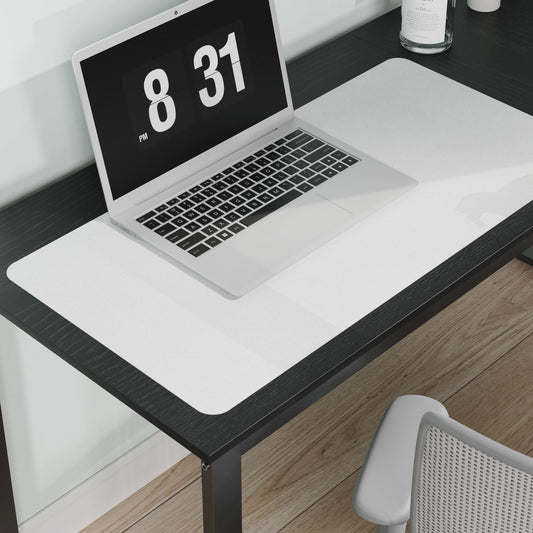 Pure White Plastic Table Cover Protector, 24" x 48" Waterproof Easy Flat PVC Desk Pad Mat, 1.5mm Thick Rectangle Vinyl Table Top Protector for Dining Room Table, Office, Dresser