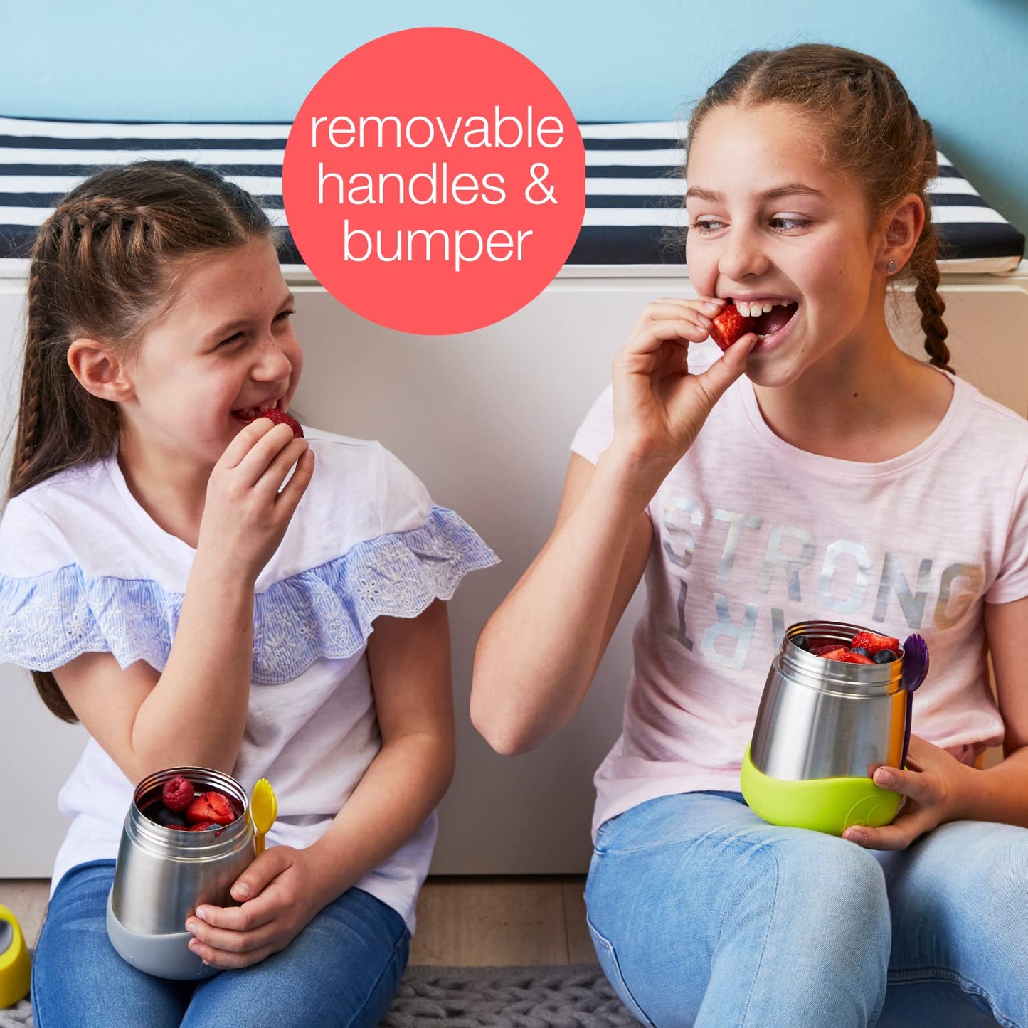 b.box Insulated Food Jar with Spork for Toddlers | Easy Open Container | Stainless Steel, 5hrs + of perfect temperatures | Dishwasher safe, BPA Free (Indigo Rose, 11 oz)