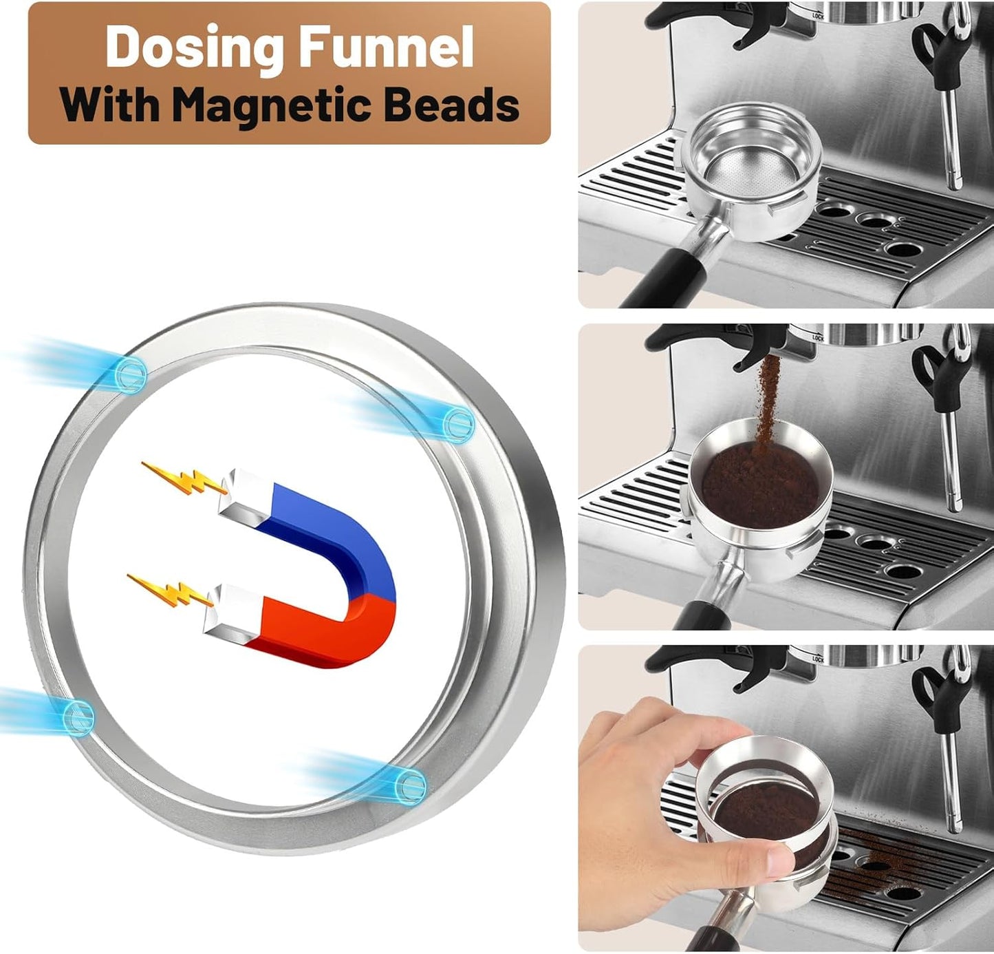 58mm Espresso Tools – Coffee Distributor and Tamper Leveler, WDT Tool, Magnetic Dosing Funnel and Puck Screen with Remover, Espresso Accessories Kit Fits 58mm Portafilters and Espresso Machines