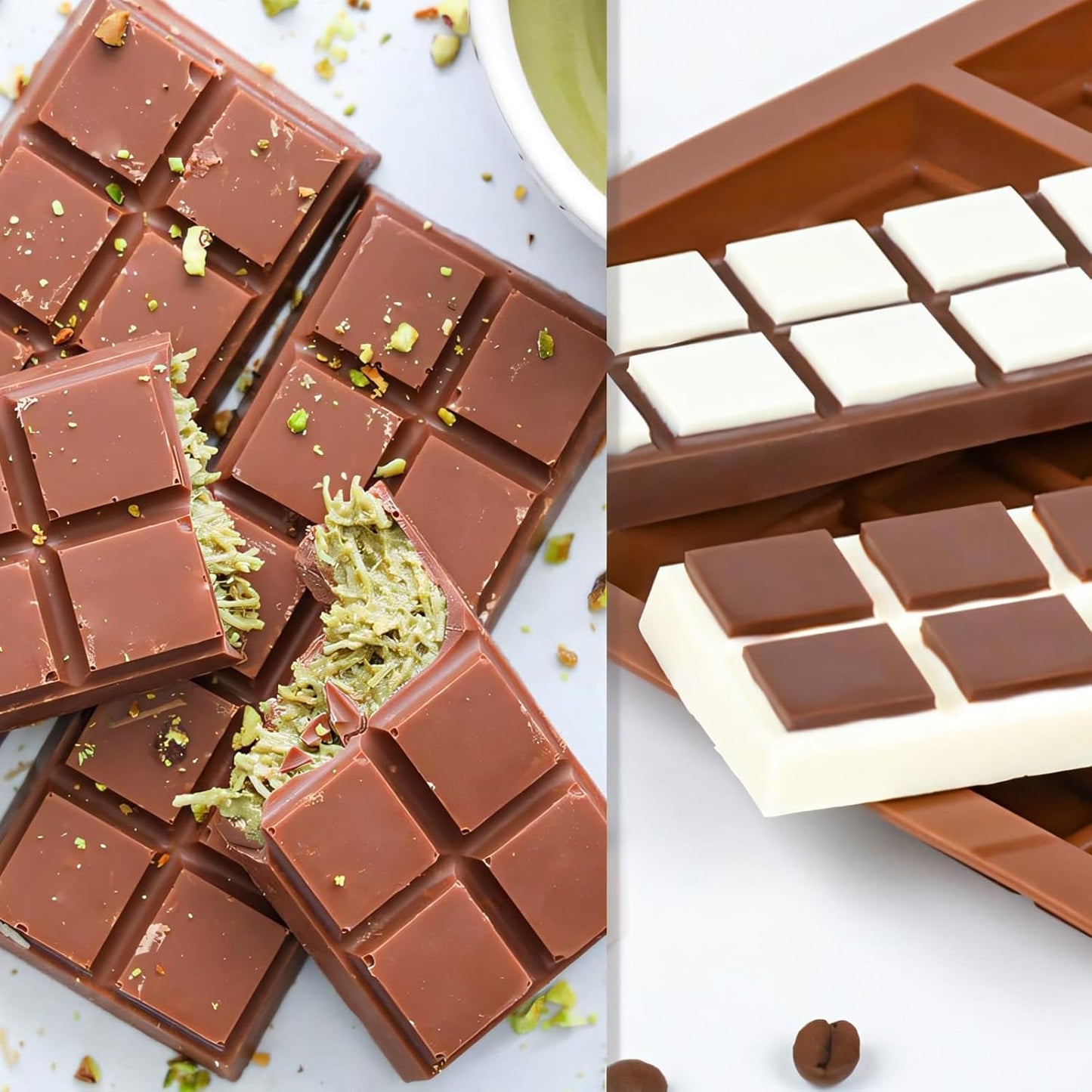 Chocolate Bar Mold, Silicone Dubai Chocolate Bar Mold, Non-Stick Chocolate Bar Molds, Deep Chocolate Bar Mold for Dubai Chocolate Bar Pistachio, Candy, Milk Chocolate Bar