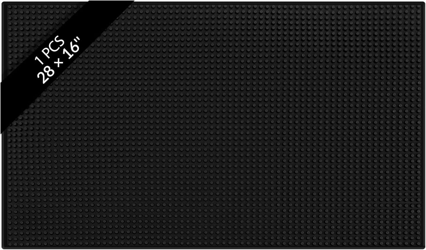 Tioncy 1 Pcs Bar Mat for Countertop 28 x 16 Inch Non Slip Cocktail Rubber Coffee Bar Service Mat for Bartending Hot Dishes Restaurants Barbershop Clippers Hot Pads, Black