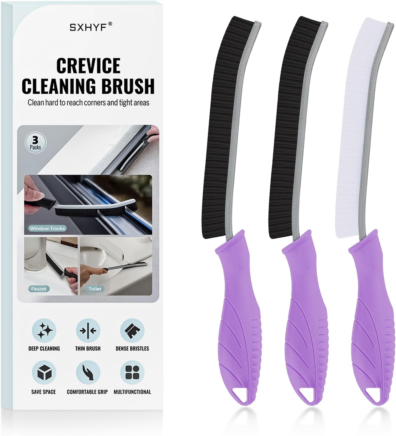 SXhyf Crevice Cleaning Brush - Grout Scrub Brush, House Cleaning Supplies, Gap Cleaning Tools, Home Essentials, Gifts for Women Men, Hard Bristle Crevice Cleaner Brush for Household Use, Bathroom