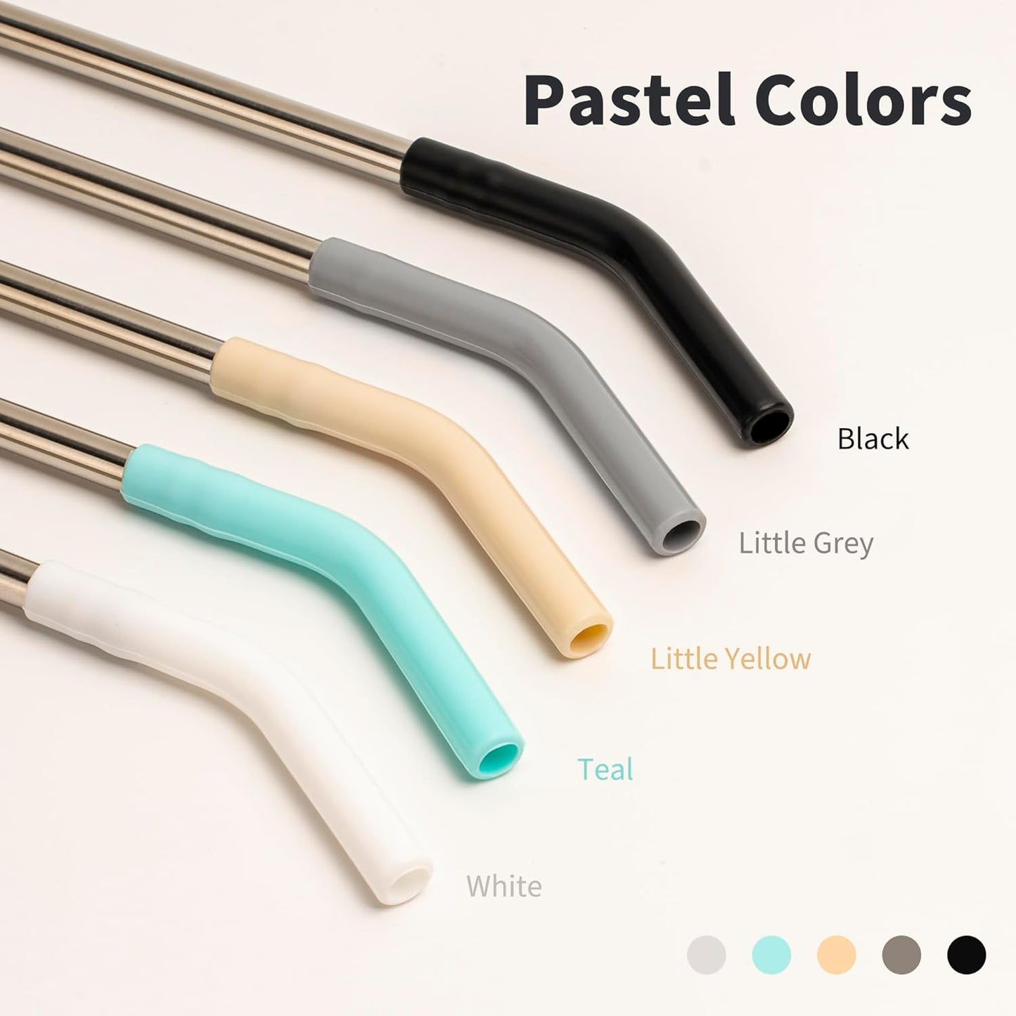 Metal Straws for 20 oz YETI, Stanley Cup, 5 Pcs Stainless Steel Straws with Silicone Tip for Simple Modern CIVAGO, ALBOR, BJPKPK 20 oz Tumbler, Cleaning Brush, 1 Portable Bag