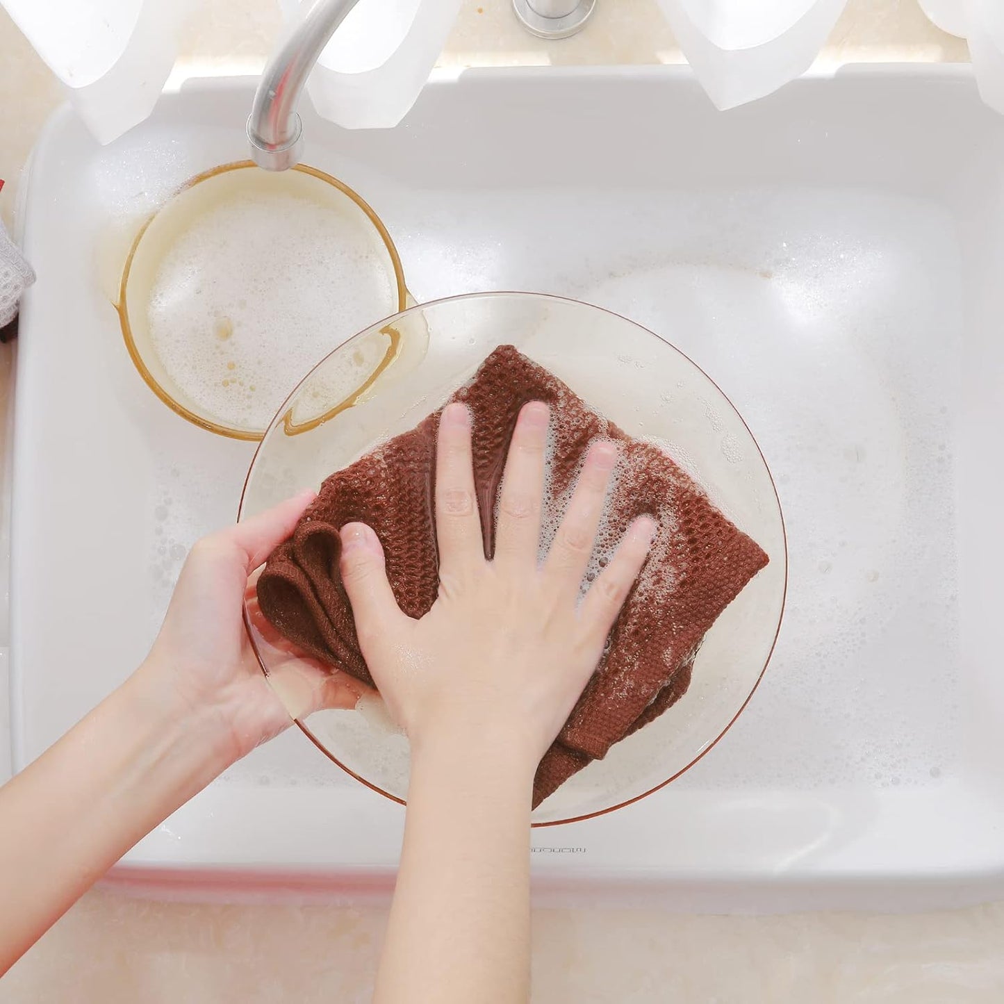 Homaxy 100% Cotton Waffle Weave Kitchen Dish Cloths, Ultra Soft Absorbent Quick Drying Dish Towels, 12 x 12 Inches, 12-Pack, Rust