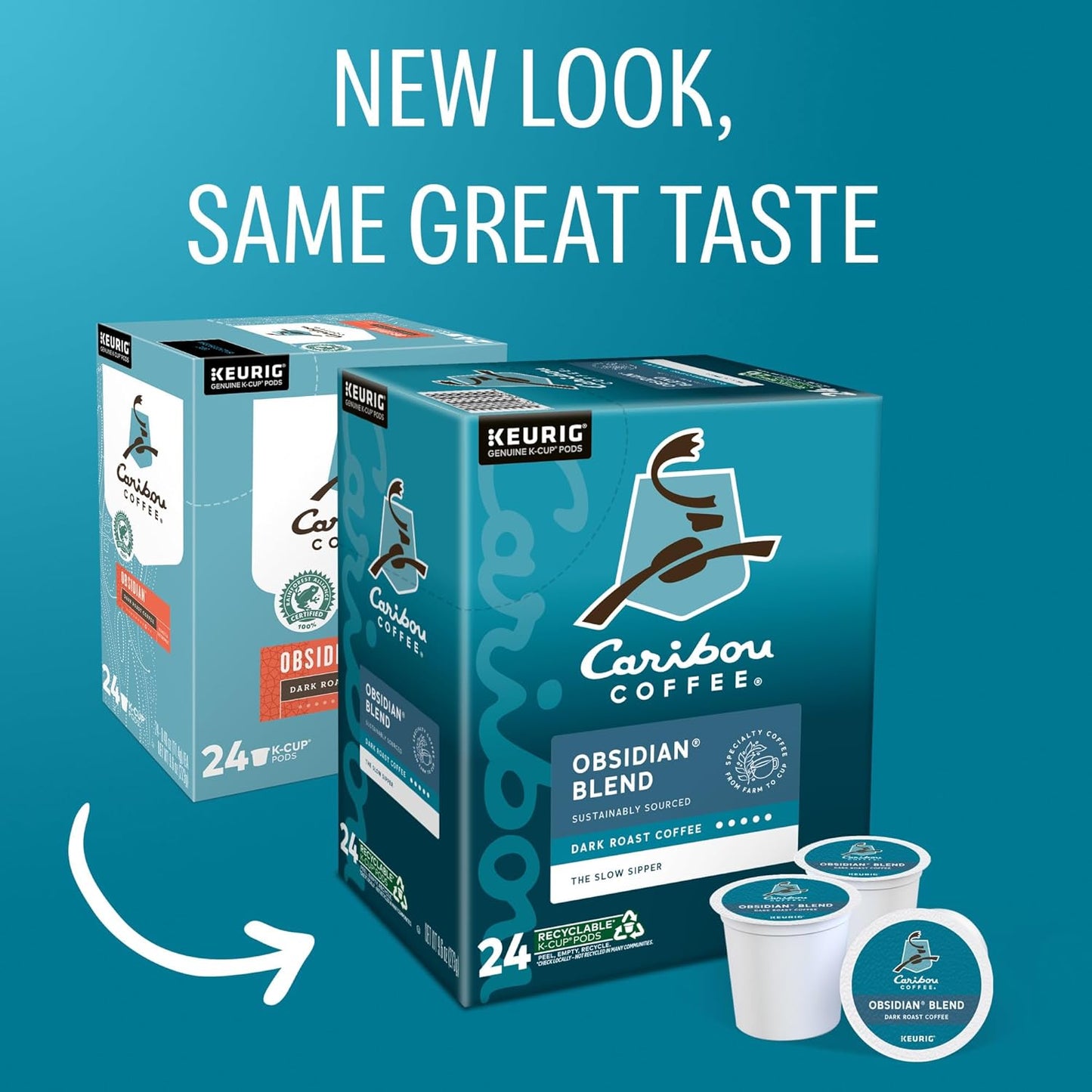 Caribou Coffee Obsidian Keurig Single-Serve K-Cup Pod, Medium Roast Coffee, 96 Count