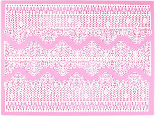 Embossing Lace Fondant Molds, Multi Circle Flowers Lace Mat Wedding Cake Decoration Tool, Silicone Lace Mat Mold for Cakes
