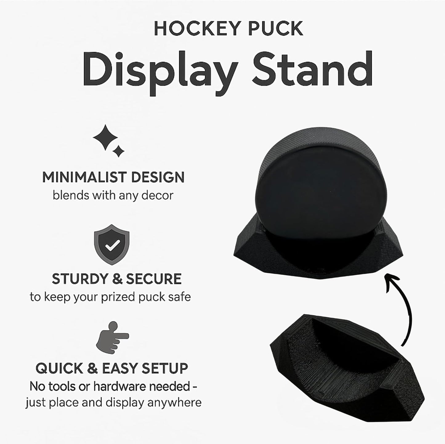 Hockey Puck Display Stand| Hockey Puck Holders| Autographed Puck & Memorabilia Display Stand | 3D Printed Non-Slip Plastic Display Stand | Made in USA