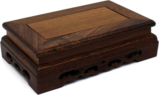 CVHOMEDECO. Primitives Rustic Rosewood Rectangle Display Stand Vase Pot Base Fishbowl Pedestal Stand. (6-1/2 Inch)