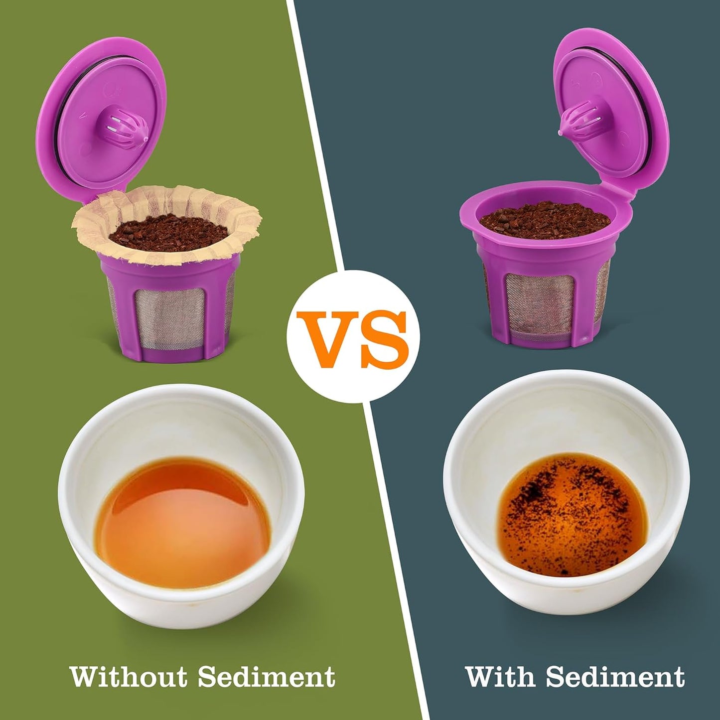 300 Count Natural Paper Filters with 2 reusable K Cups Coffee Pod,Compatible with Keurig Single Serve 1.0 and 2.0 Brewers