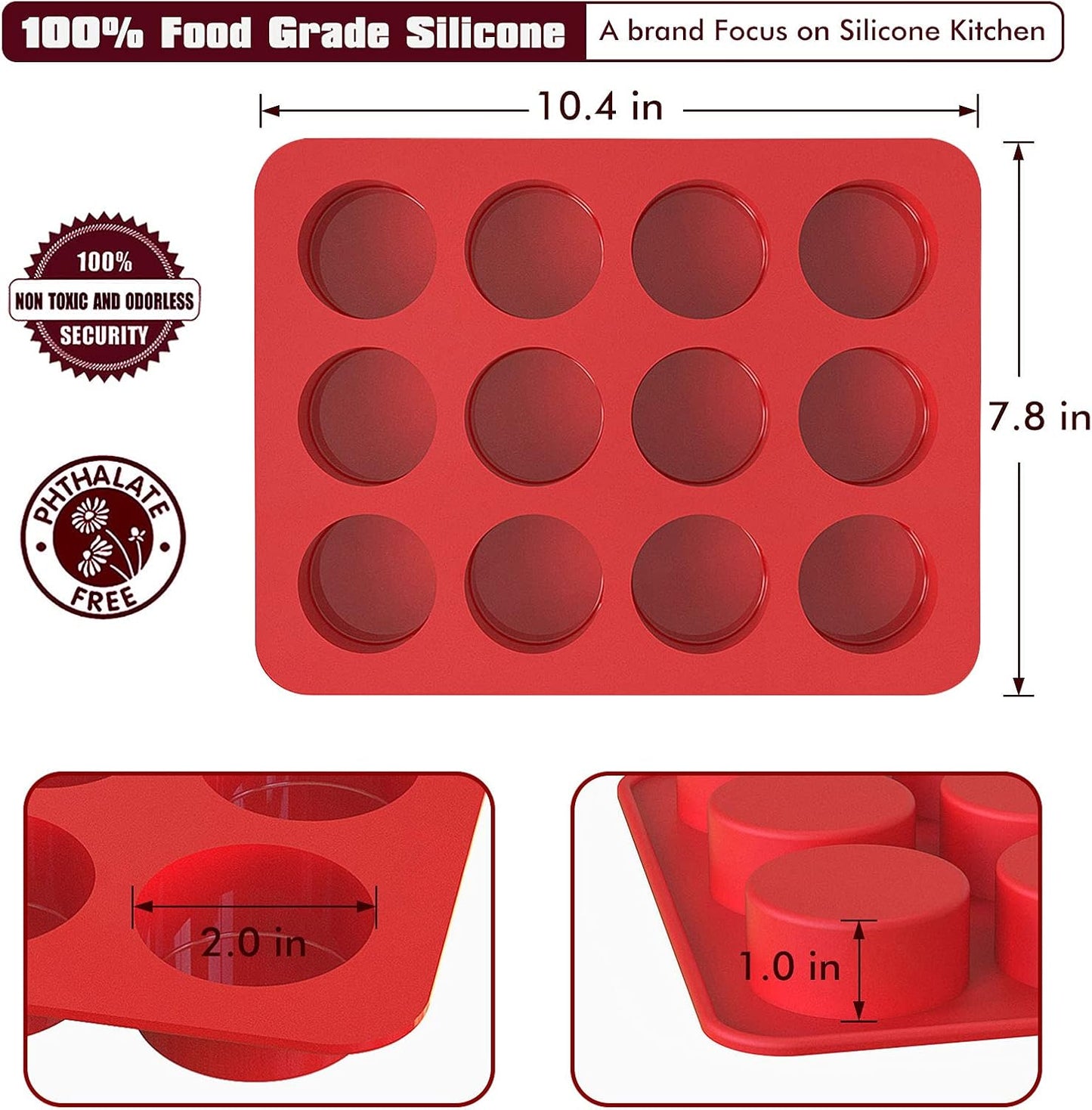 2 inch Chocolate Covered Oreo Molds Silicone - Set of 2-24 Cup SILIVO Chocolate Cookie Molds for Baking, Round Silicone Molds for Sandwich Cookie,Muffin,Cupcake,Pudding,Chocolate Coated Oreos