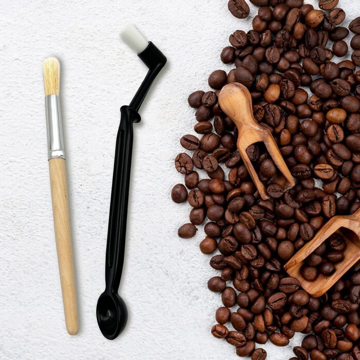 Coffee Brush Set with Wooden and Nylon Brushes for Coffee Machine Cleaning, Professional Espresso Brush Set with Nylon Espresso Brushes Wooden Coffee Grinder Cleaning Brushes
