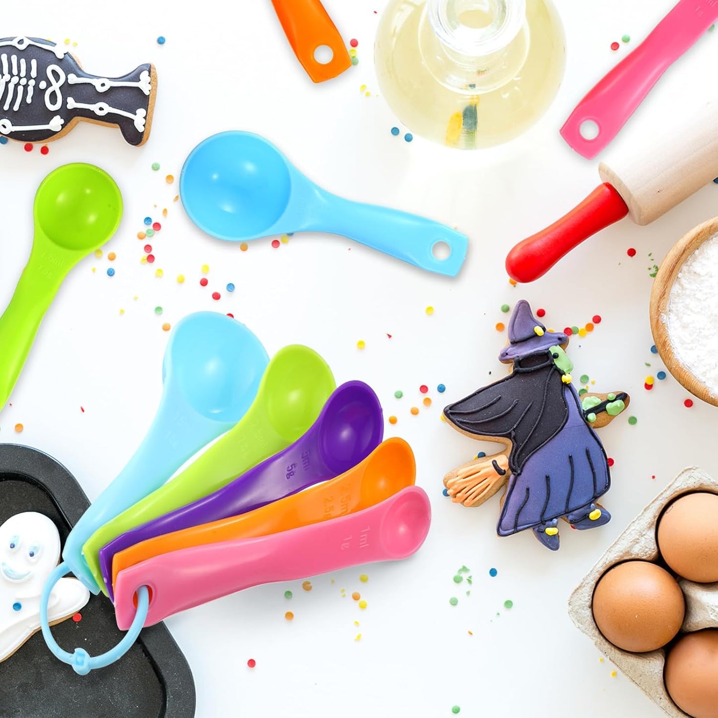 20 Pieces Plastic Colorful Measuring Cup Spoons for Kitchen Cooking Baking Dry and Liquid Ingredients