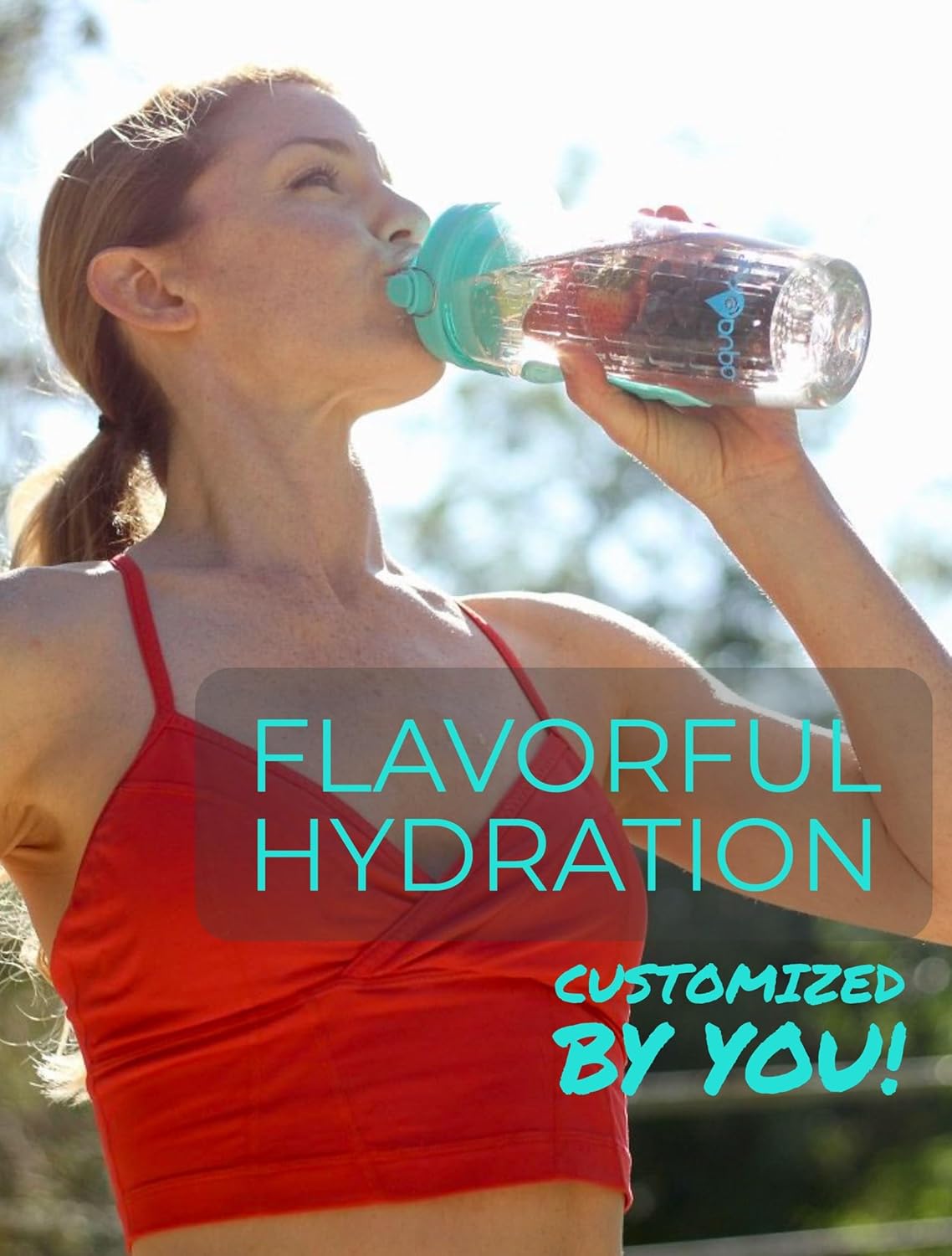 AquaFrut 32 OZ Fruit Infuser Water Bottle BPA-Free Fruit Infusion Sports Bottle - Flip Top Lid w Drinking Spout, Leak Proof, Made of Durable Tritan. Free Recipe eBook! (Purple)