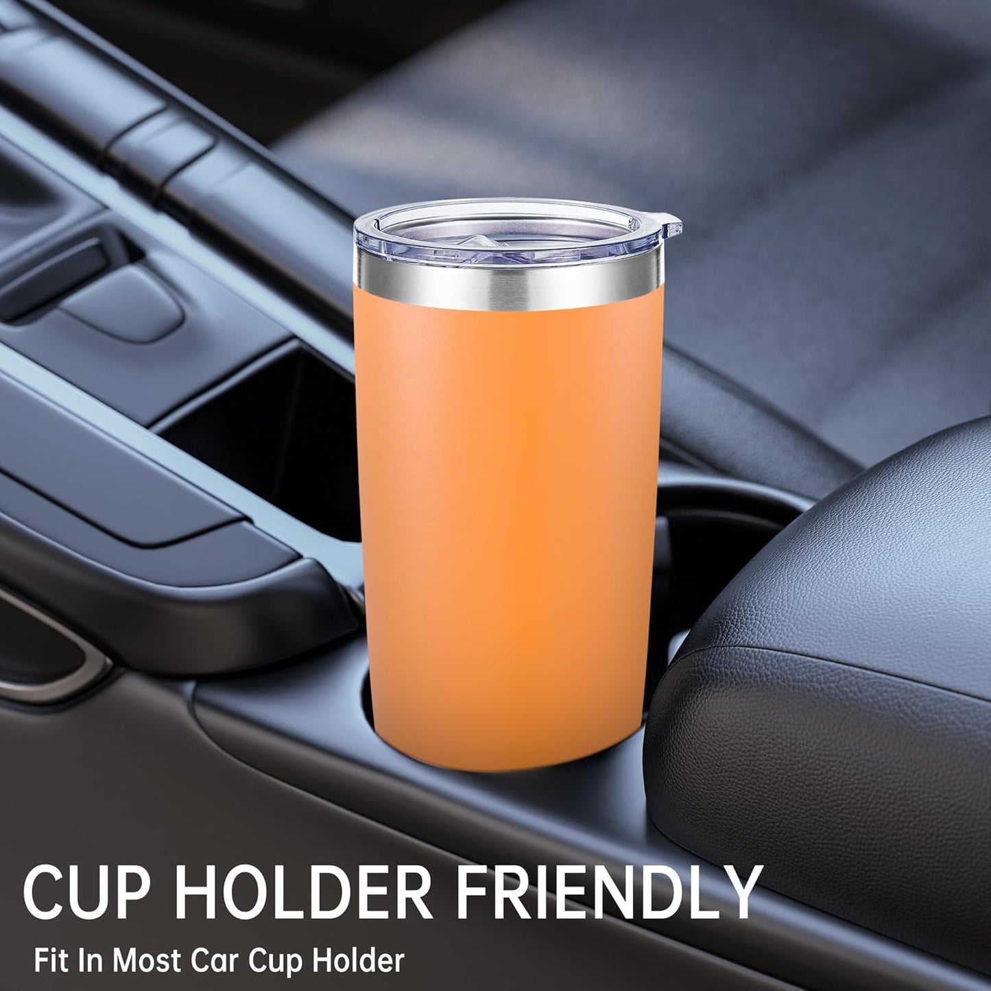 20 oz Tumbler Stainless Steel Tumblers with Lid Double Wall Vacuum Insulated Coffee Mug 20oz Powder Coated Cup for Hot and Cold Drinks, Orange, 1 pack
