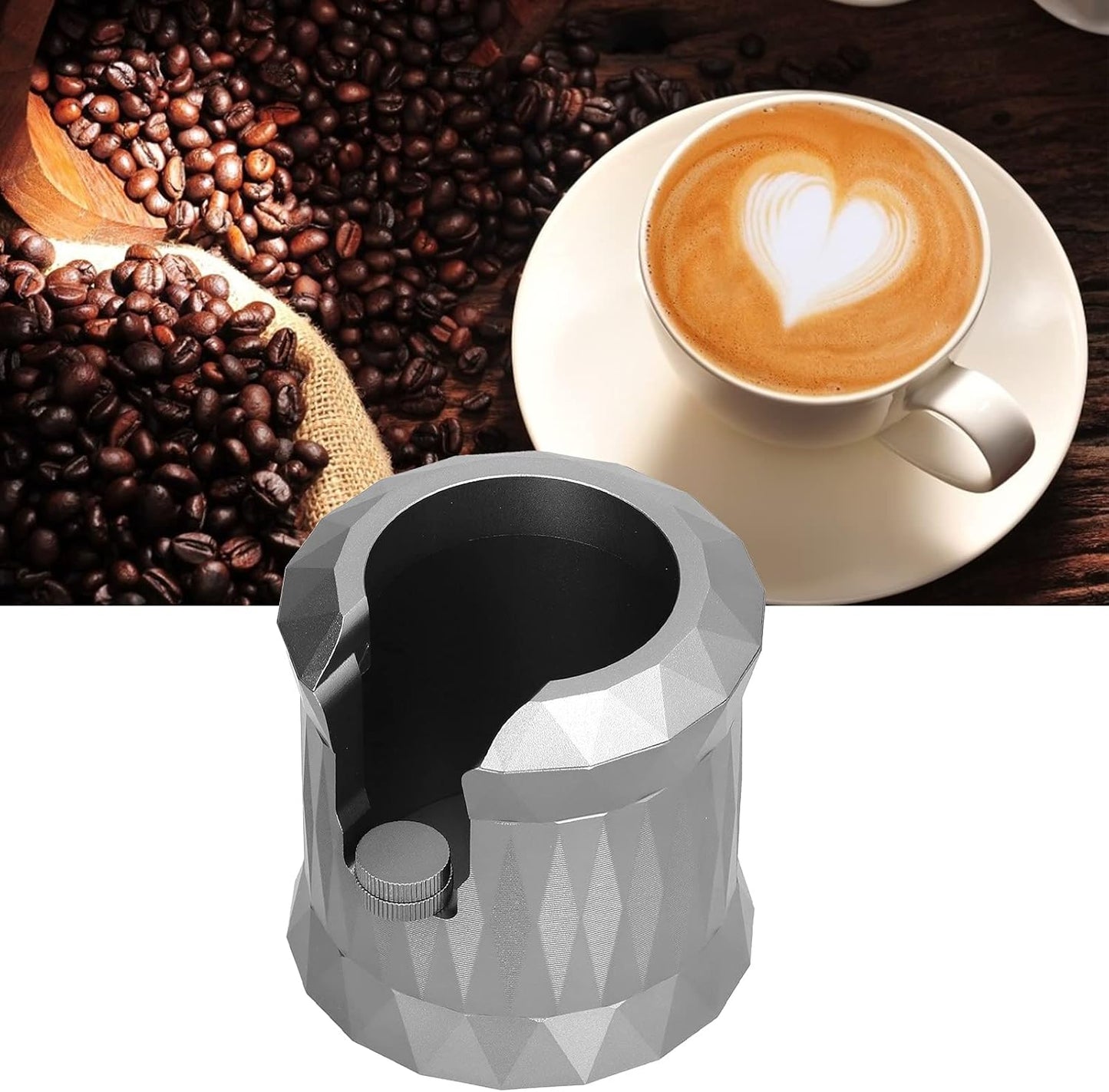 Coffee Portafilter Holder, Aluminum Alloy Coffee Tamper Stand Portafilter Stand Base for Coffee Machine (Frosted Gray)