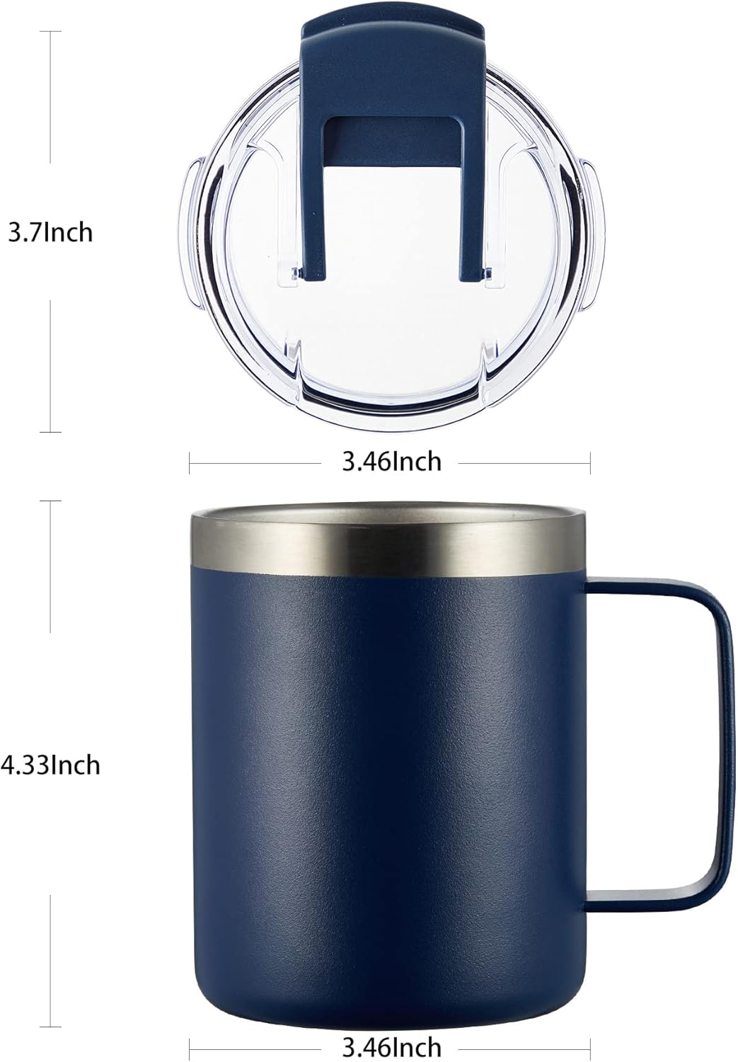 ALOUFEA 12oz Insulated Coffee Mug Cup with Handle, Stainless Steel Travel Coffee Mug with Flip Lid, Double Wall Vacuum Coffee Tumbler, Navy