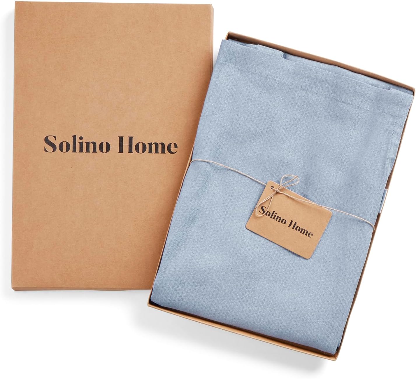 Solino Home 100% Pure Linen Apron for Women & Men - Dusty Blue Stripe Full Midi Bib Apron, Adjustable Neck Strap with Center Pockets for Kitchen, Chef - Handcrafted from European Flax