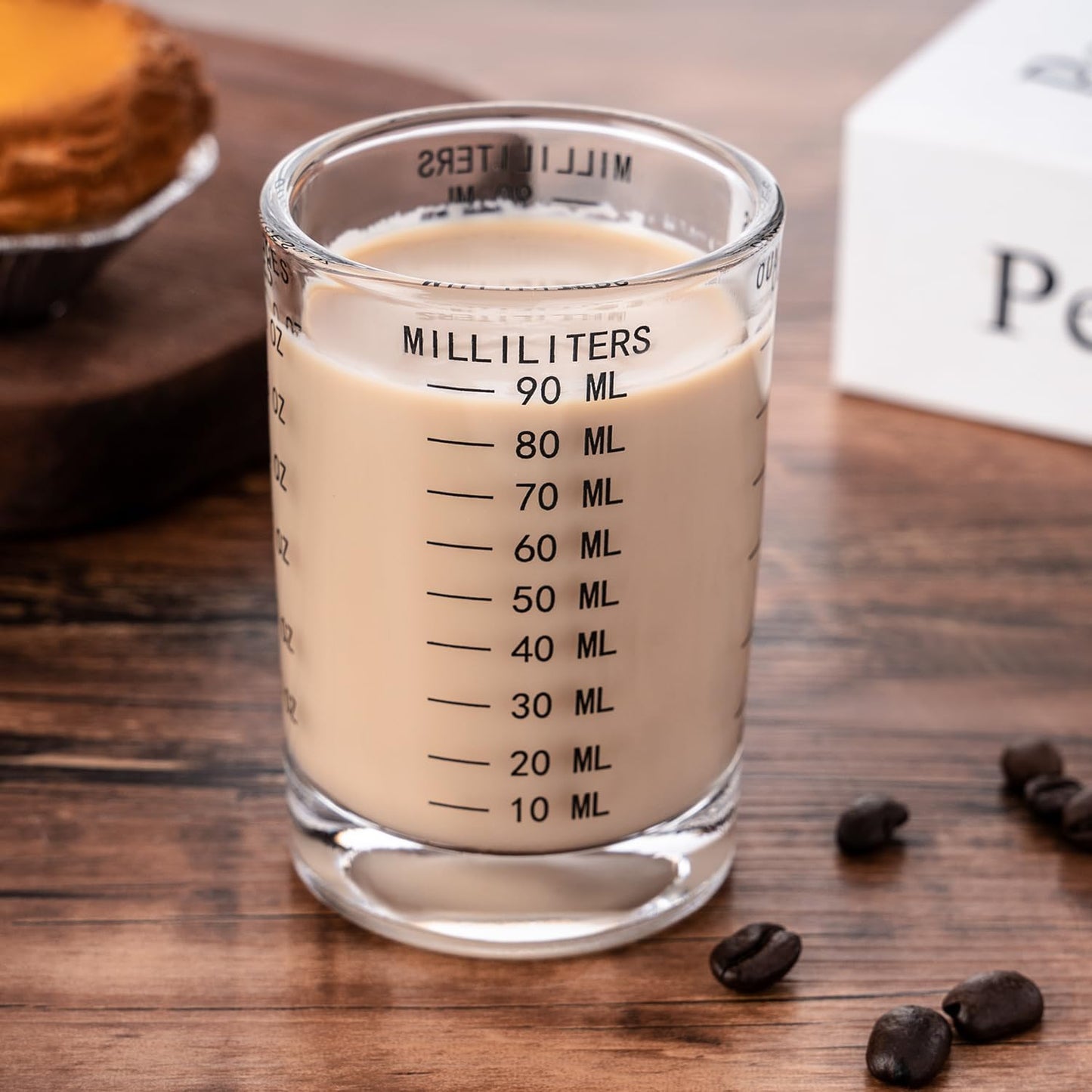 2 Pack Shot Glass Measuring Cup Set,3 oz/90ML Liquid Heavy High Espresso Glass Cup,Dishwasher Safe,Measurement of Dry and Liquid Ingredients(Black)