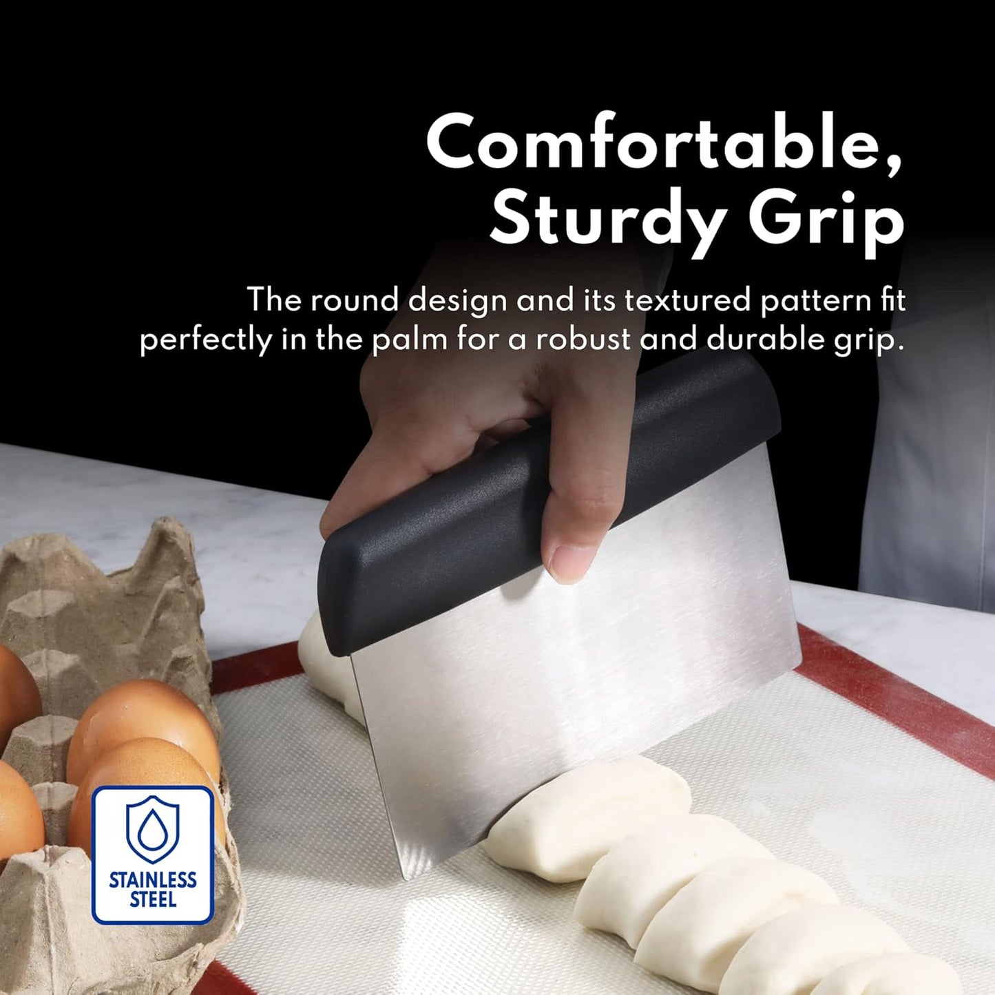 New Star Foodservice Plastic Handle Dough Scraper, 6 by 3-Inch, Black