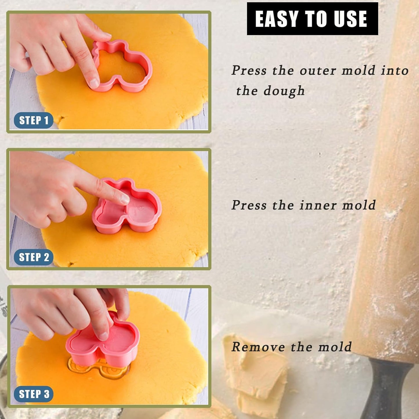 8 Pcs Transportation Vehicle Cookie Cutters Set Baking Molds 3D Transportation Vehicle Press type Cookie Cutter for Baking, Fondant, Cheese, and Pastries