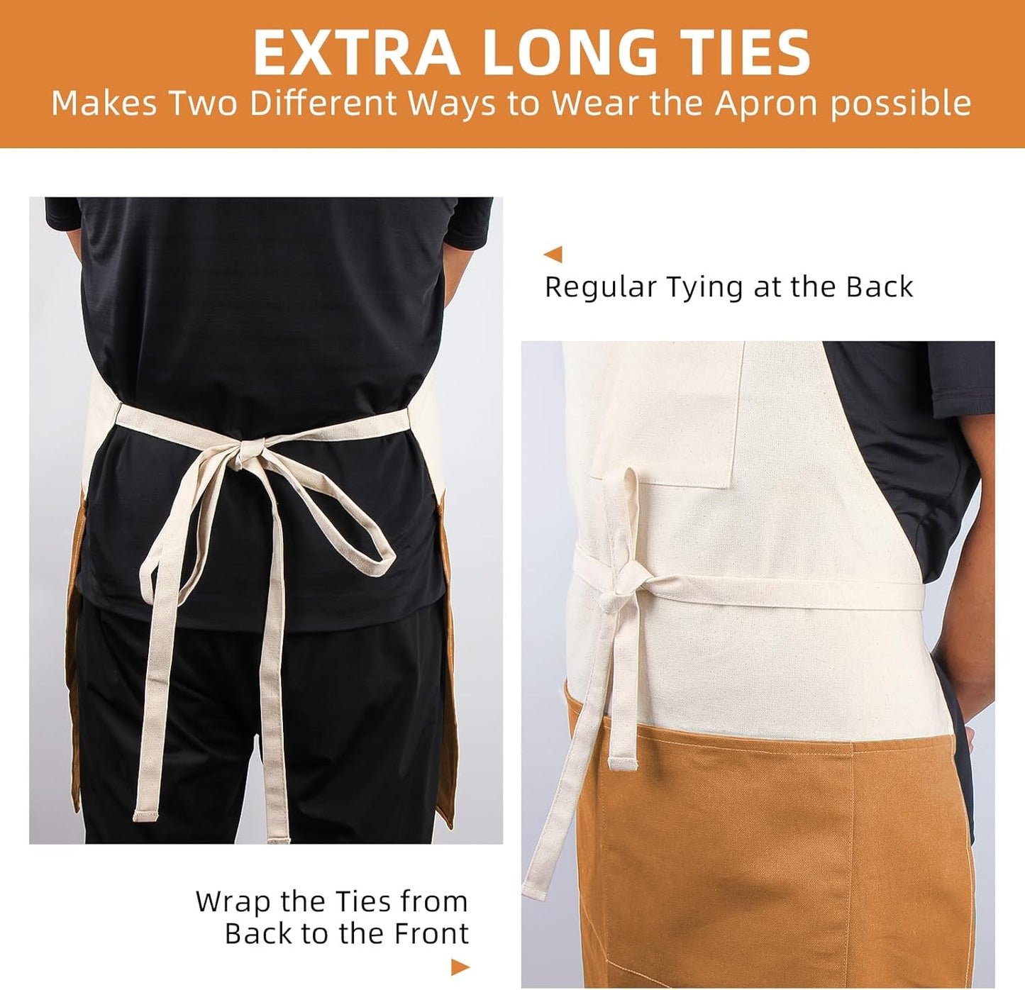 Chef Apron Unisex Two-Tone Professional Kitchen Bib Apron with 2 Pockets Cooking, Grilling, and Baking Gift