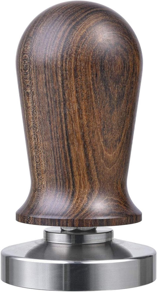 53mm Calibrated Espresso Tamper, Calibrated Coffee Tamper with Spring Loaded Wooden Handle Stainless Steel Flat Base, Professional Barista Espresso Hand Tamper