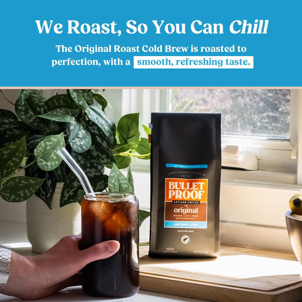 Bulletproof Original Medium Roast Ground Cold Brew Coffee, 12 Ounces, Clean and Tested for Toxins, Smooth Artisan Coffee Ground for Cold Brew Iced Coffee