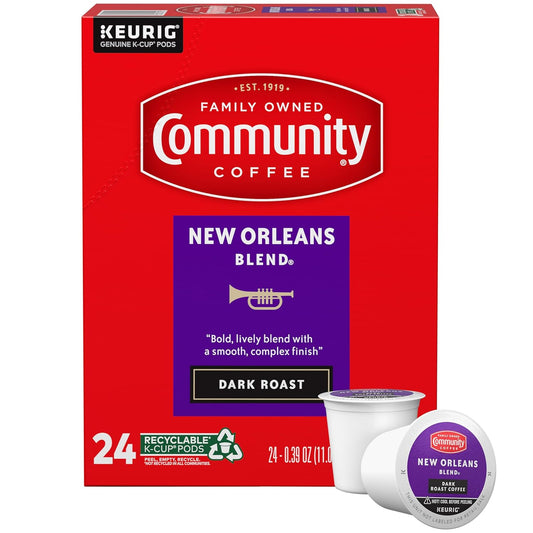 Community Coffee New Orleans Blend 24 Count Coffee Pods, Special Dark Roast, Compatible with Keurig 2.0 K-Cup Brewers, 24 Count (Pack of 1)