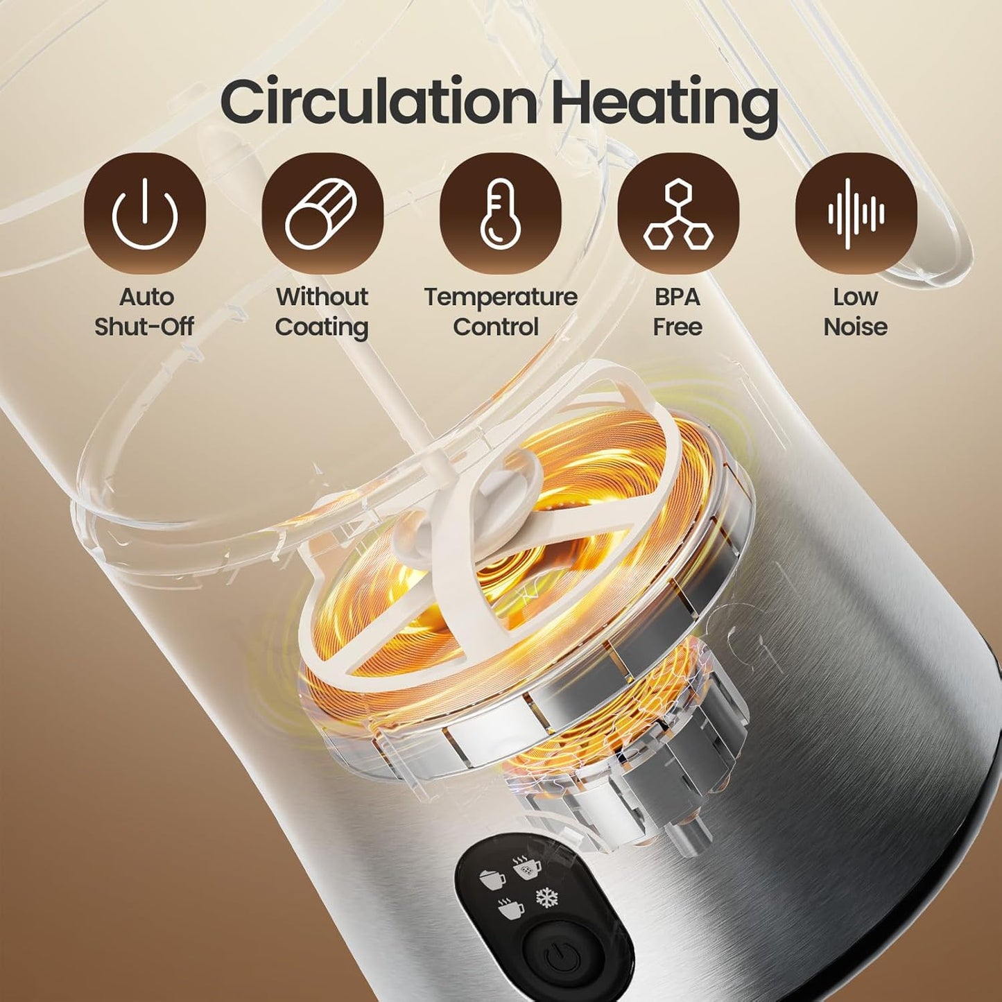 Electric Milk Frother and Steamer 4-in-1, 16.9oz/500ml Large Capacity, Frother for Coffee with Warm/Cold Foam, Warm Milk & Hot Chocolate for Latte, Cappuccino